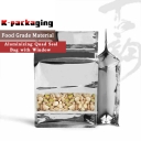 5 pcs Quad Seal Flat Bottom Bags Foil Dry Food Packaging Ziplock Foil Bags with Clear Window